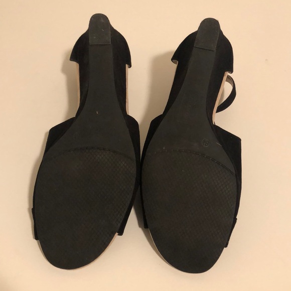 I ❤️ Comfort Open Toed Velvet Low Wedges - Picture 6 of 9